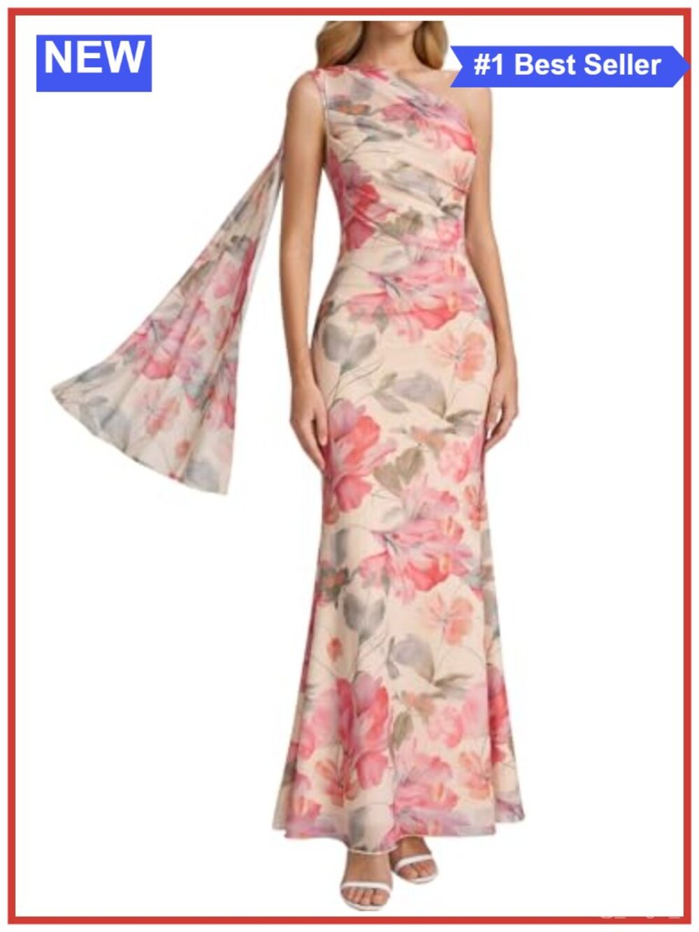 One Shoulder Formal Bodycon Maxi Dress for Wedding Guest Sleeveless Ruched